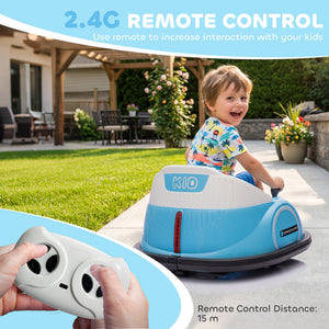 Qaba 12V Bumper Car for Toddlers, Ride On Car with 360 Degree Remote Control, Lights Music Horn, for 1.5-5 Years