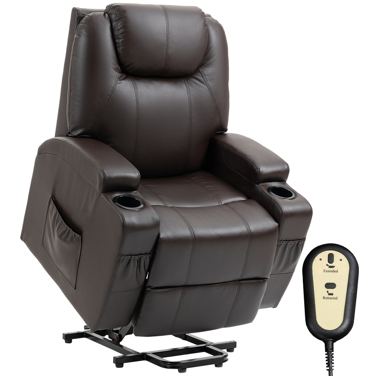 Power Lift Recliner Chair for Elderly, PU Leather Lift Chair with Thick and High Back, Footrest, Remote – view 8