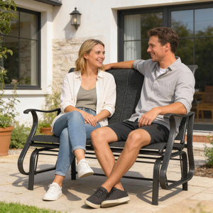 2-Person Outdoor Glider Chair, Patio Glider Rocking Chair with Mesh Seat and Backrest – view 21