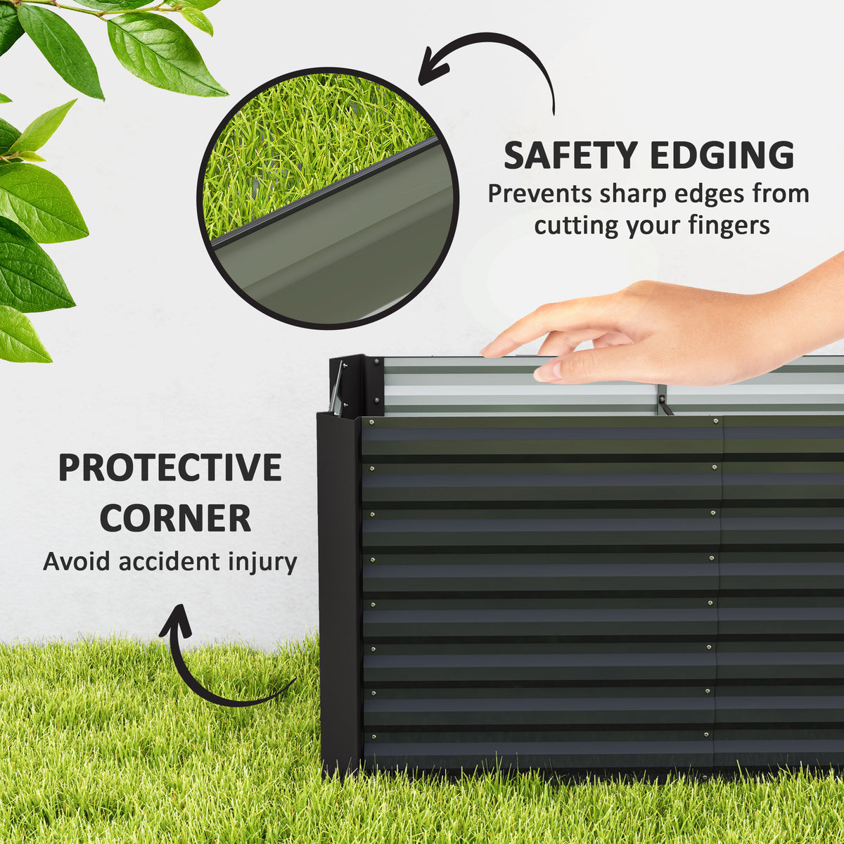 Set of 2 Galvanized Metal Planters for Outdoor Plants, 4' x 2' x 2' Raised Garden Bed, Dark Grey – view 5