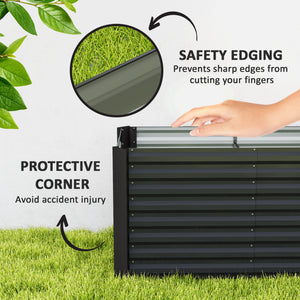 Set of 2 Galvanized Metal Planters for Outdoor Plants, 4' x 2' x 2' Raised Garden Bed, Dark Grey – view 5