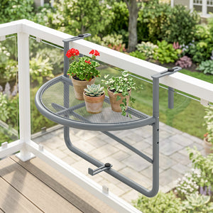 Adjustable Balcony Hanging Railing Table, Metal Mounting Mini Wall Desk Storage Rack – view 7