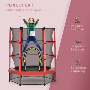 55" Kids Trampoline with Enclosure Net for Indoor/Outdoor, Trampoline for Boys and Girls Age 3-6 Years, Red – view 7