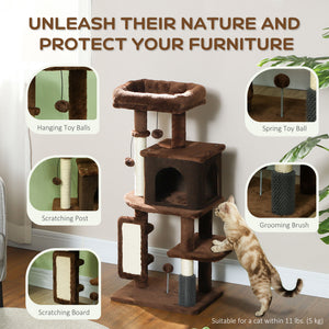 41 Inch Cat Tree with Scratching Posts, Cat Bed, Condo, Grooming Brush, Jumping Platforms, Toy Balls, Anti-tip Kit