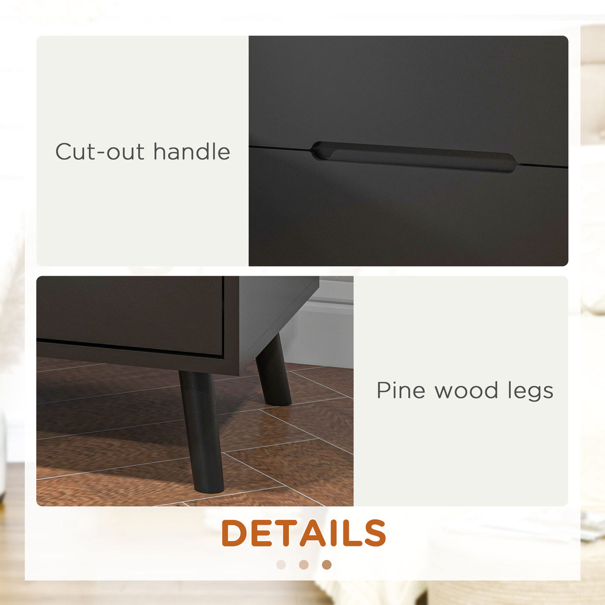 Nightstand, Bedside Table with 2 Drawers, Modern Side End Table with Solid Wood Legs for Bedroom, White – view 12