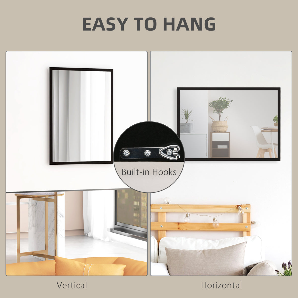 22" x 30" Bathroom Mirror for Wall, Rectangular Mirror for Living Room, Bedroom, Entryway, Black – view 4