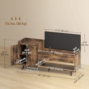 Storage Bench, Entryway Bench with Cushion, Hidden Storage, Compartments, Rustic Brown