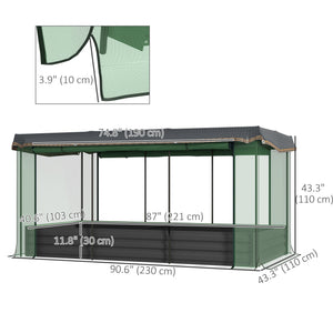 Galvanized Steel Planter Box with Crop Cage and Shade Cloth, Raised Garden Bed for Flowers, Vegs and Herbs