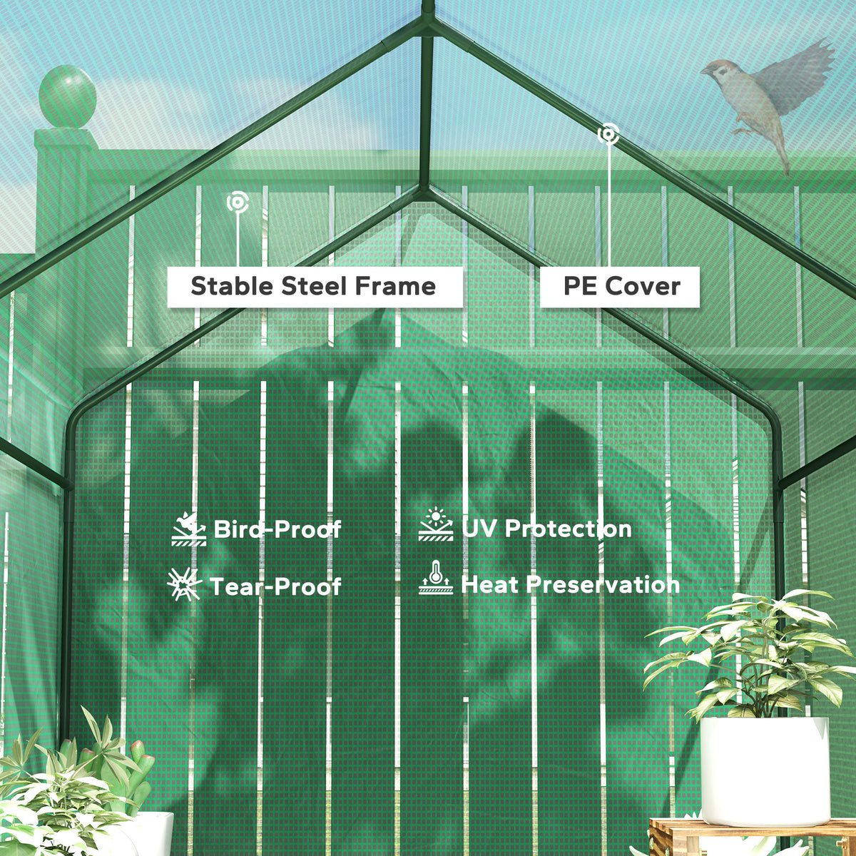 73" x 47" x 75" Walk-in Greenhouse Outdoor Portable Plant Flower Growth Warm House Garden Tunnel Shed – view 10