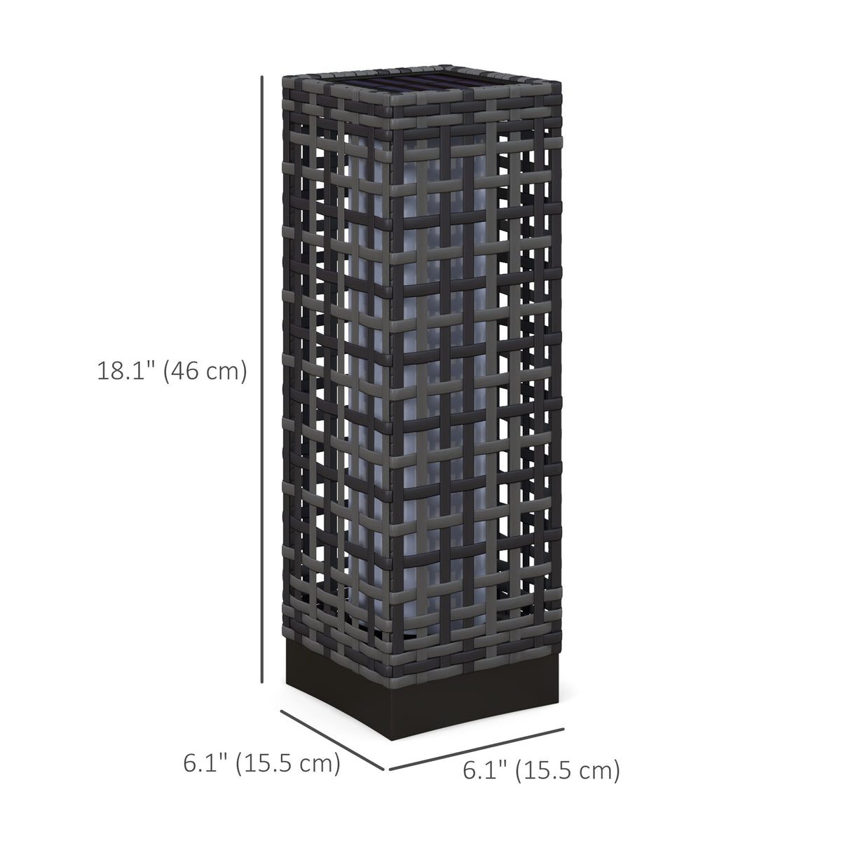 Wicker Solar Outdoor Lamp, Decorative Floor Lamp with Auto On/Off LED Lights, IP44 for Patio, Porch, Pathway, Grey