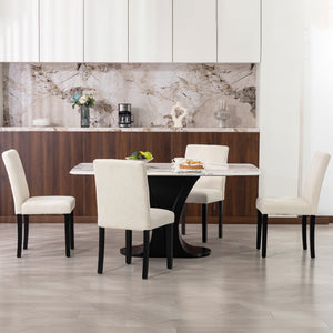 Modern Dining Chairs Set of 4, Kitchen Chairs with Rubberwood Legs and Padded Seat, Beige – view 6