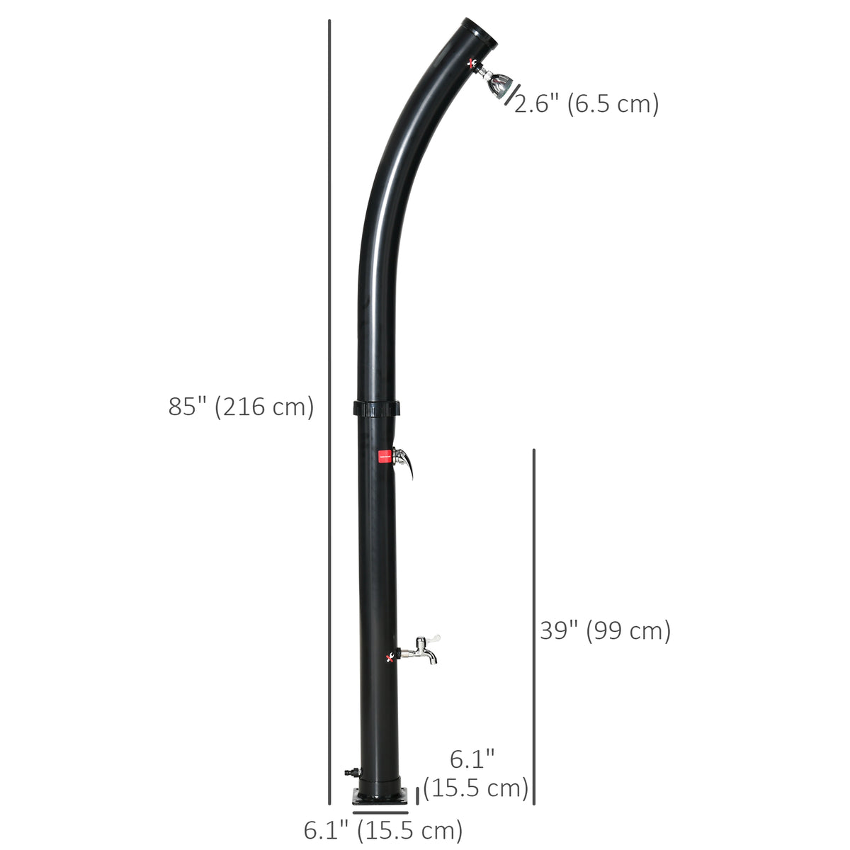 Solar Outdoor Shower, 5.3-Gallon Garden Shower with Adjustable Water Temperature up to 140°F, Black