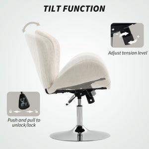 Swivel Office Chair, Velvet Desk Chair with Wide Bucket Seat, Butterfly Back, Tilt Function and Round Base – view 12