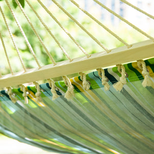 83" Patio Double Hammock, Wide Outdoor Hammock Bed Striped Fits 2 People Sunbed Camping hang Sleep w/ Pillow, White Stripe
