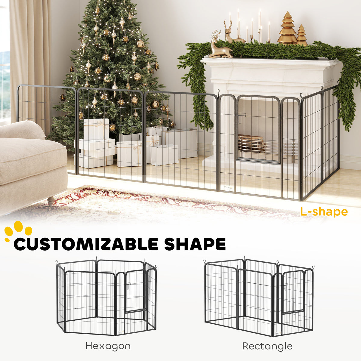 6 Panels Heavy Duty Dog Playpen Outdoor Indoor with Door & Strap, 24" Height Portable & Foldable Pet Playpen