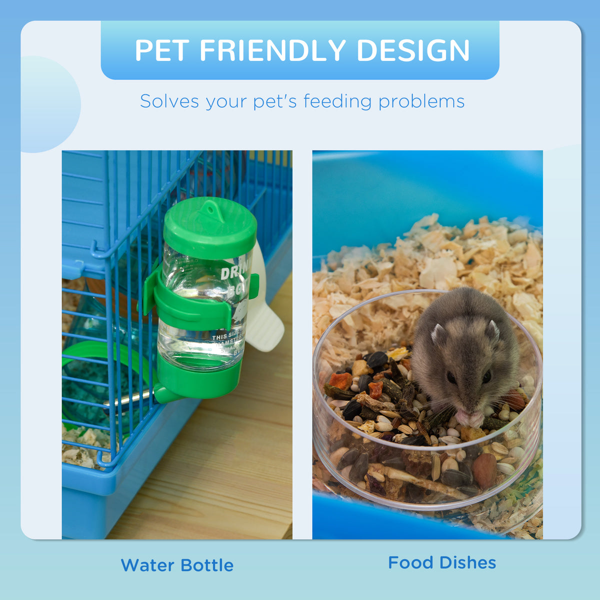 18.5" Hamster Cage, 5 Tiers Small Animal House with Tunnel Tube System, Exercise Wheel, Water Bottle, Blue – view 4