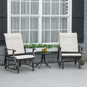 3PCs Gliding Rocking Chair & Bistro Tea Table Set, Cream White