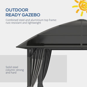 10' x 10' Outdoor Hardtop Gazebo Canopy with UV60+ Polycarbonate Roof, Steel Frame, Central Hook, Curtains – view 11