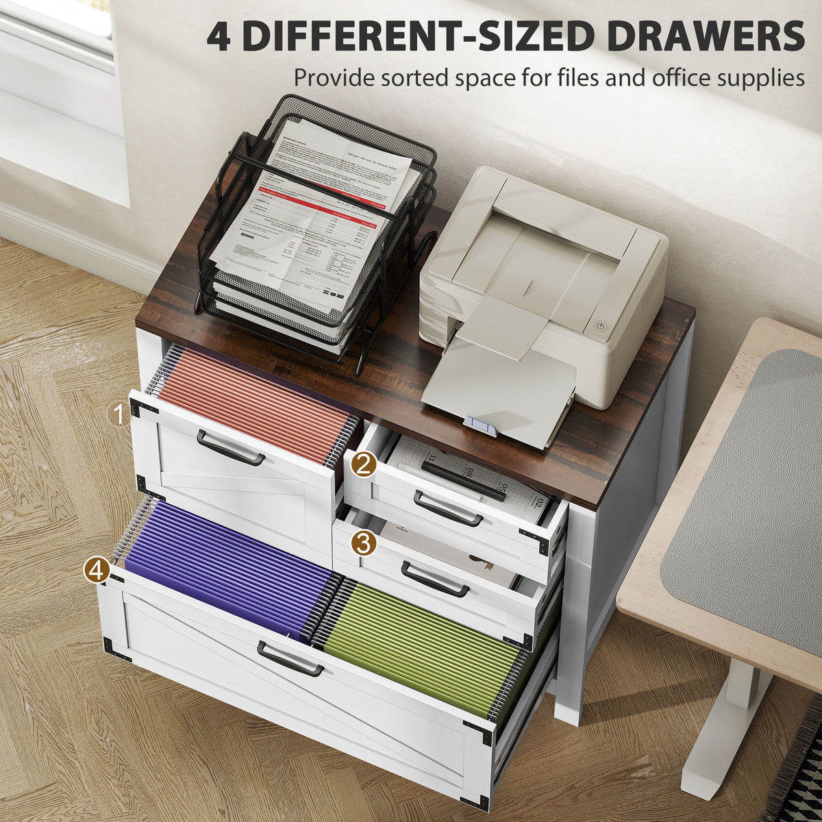 Lateral Filing Cabinet, Farmhouse File Cabinet with 4 Drawers, Fit Letter/A4/Legal Hanging Files – view 10
