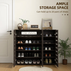 Narrow Shoe Cabinet with Slatted Doors, Adjustable Shelves for 20 Pairs of Shoes – view 8