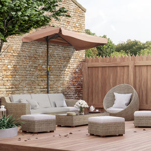 9.8ft Half Umbrella Semi Round Patio Parasol with Crank Handle, Top Vent for Garden – view 28