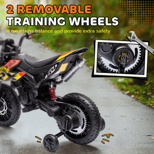 Qaba 12V Aprilia Licenced Kids Electric Motorcycle, Battery-Powered Dirt Bike with Training Wheels for Aged 3-8
