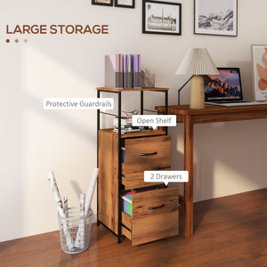 Vertical Filing Cabinet, Tall File Cabinet with 2 Drawers, Hanging Bars for Letter and A4 Size, Rustic Brown – view 4