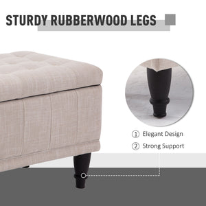 Storage Ottoman, Linen Fabric End of Bed Bench with Soft Close Lid – view 8