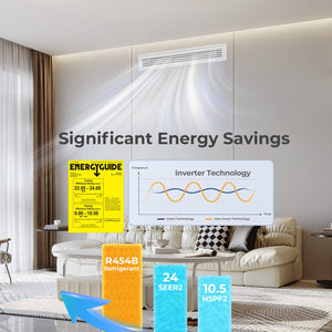 X-Pro 18000 BTU 2 Zone 24 SEER2 Concealed Ducted Mini Split AC-9K + 9K view 7