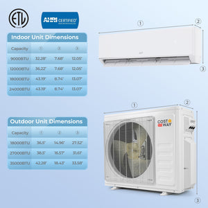 X-Pro 27000 BTU 2 Zone 24 SEER2 Mini Split AC with Heat Pump-9K + 18K view 3