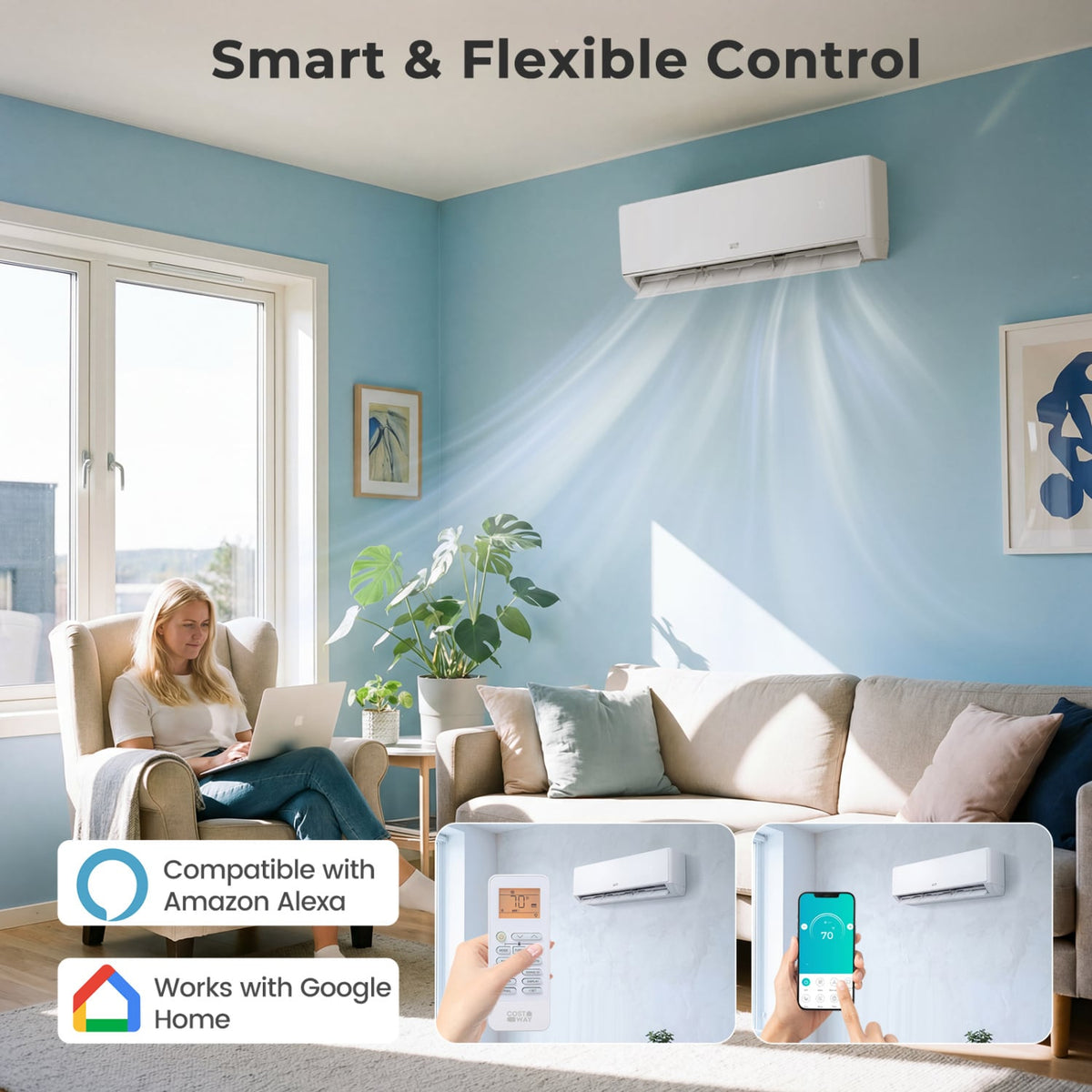 X-Pro 27000 BTU 2 Zone 24 SEER2 Mini Split AC with Heat Pump-12K + 18K view 5