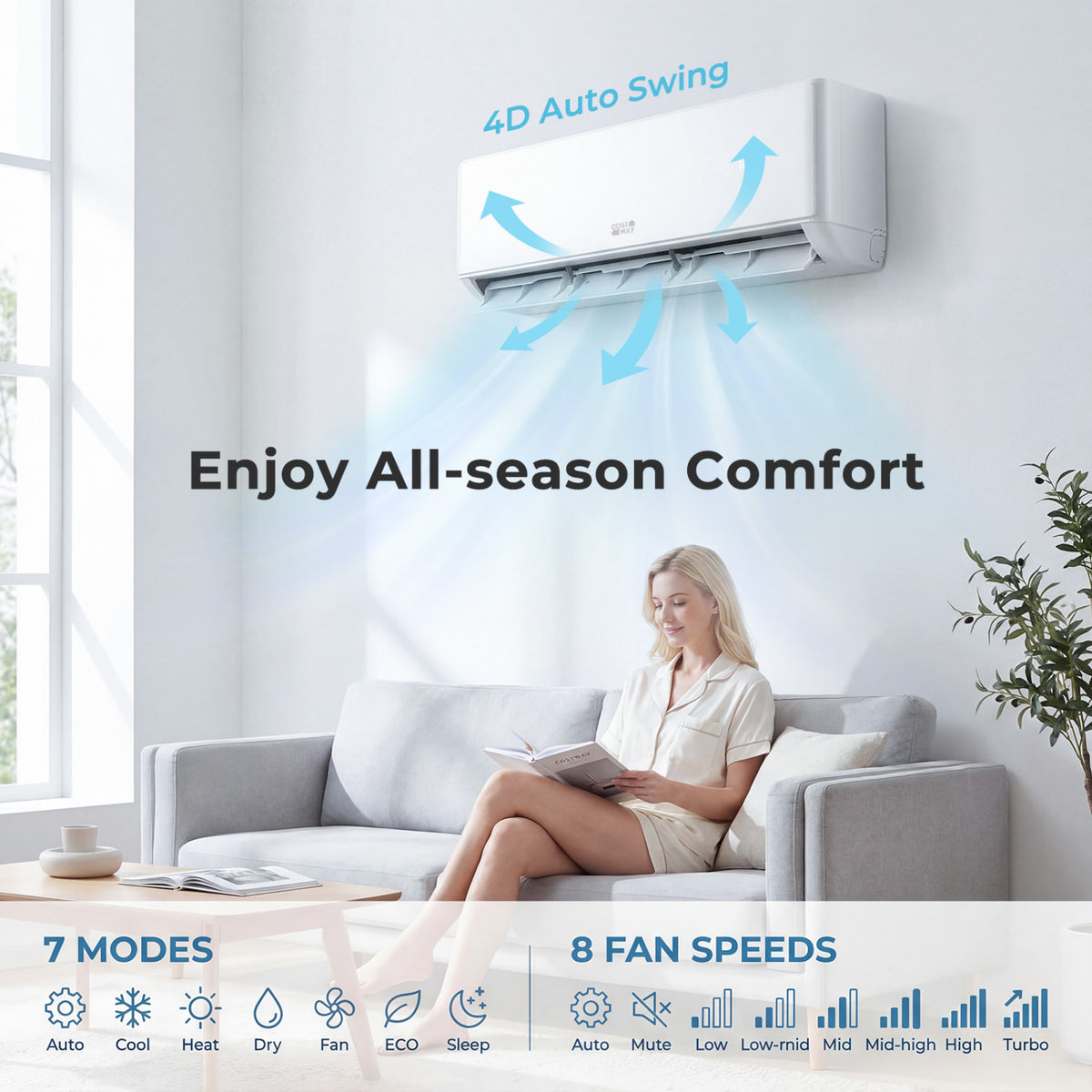 X-Pro 27000 BTU 3 Zone 24 SEER2 Mini Split AC with Heat Pump-9K + 12K + 12K view 6