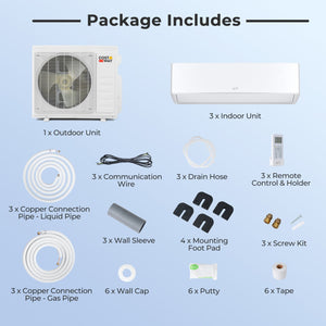 X-Pro 27000 BTU 3 Zone 24 SEER2 Mini Split AC with Heat Pump-9K + 9K + 18K view 4