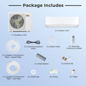 X-Pro 35000 BTU 3 Zone 22.5 SEER2 Mini Split AC with Heat Pump-9K + 9K + 24K view 4