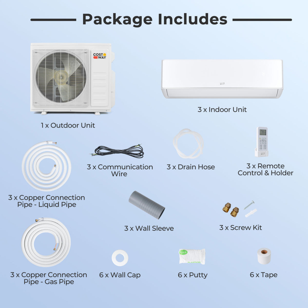 X-Pro 35000 BTU 3 Zone 22.5 SEER2 Mini Split AC with Heat Pump-9K + 9K + 9K view 4