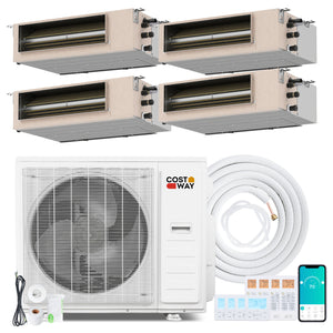 X-Pro 35000 BTU 4 Zone 22.5 SEER2 Concealed Ducted Mini Split AC-9K + 9K + 9K + 12K