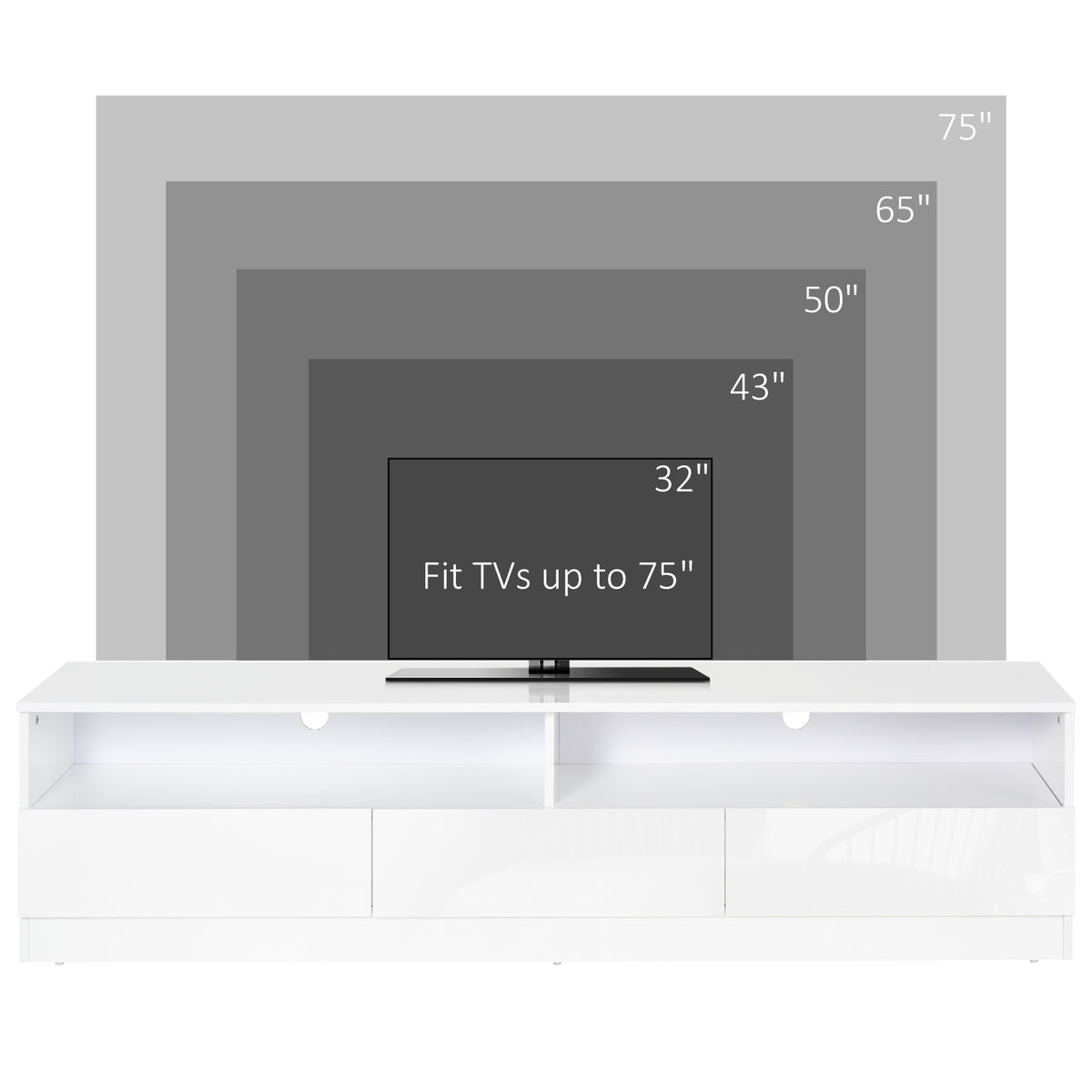 LED Lighted TV Stand for TVs up to 75", Modern TV Cabinet with Storage Drawers for Living Room – view 5