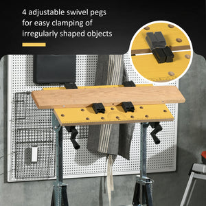 Portable Work Bench, Workshop Tool Stand with 6-Level Height Adjustable Work Table, Carpenter Saw Table with 4 Clamps, Steel Frame, 220lbs Capacity