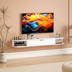 47" Floating TV Stand for TVs up to 50 Inch, Wall Mounted Media Console with Flip Drawer and 2 Open – view 21