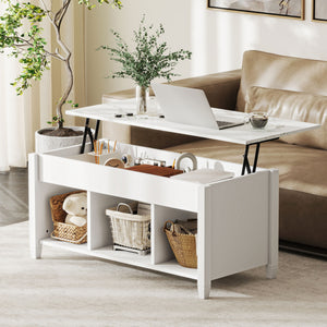 Lift Top Coffee Table, Modern Center Table with Storage Shelves and Hidden Compartment for Living Room – view 21