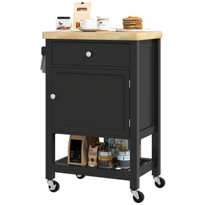 Kitchen Cart on Wheels, Rolling Kitchen Island Cart with Wood Top, Towel Rack – view 8