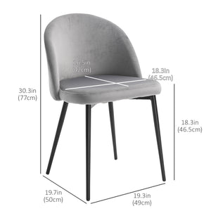 Modern Dining Chairs, Mid-Back Velvet-touch Upholstery Side Chair, Table Chair for Living Room, Dining Room, Grey, Set of 4