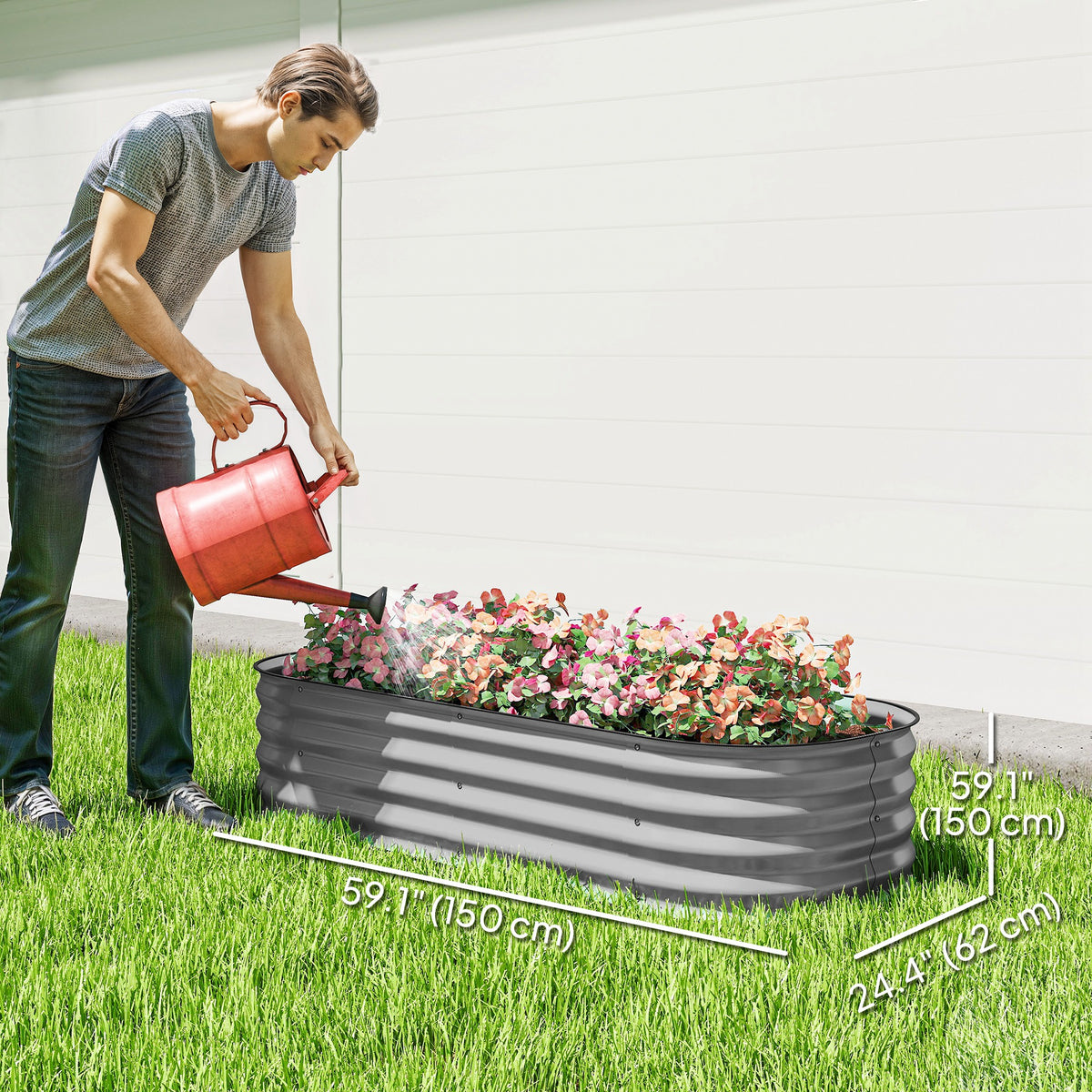 4.9 x 2 x 1ft Galvanized Raised Garden Bed Kit, Metal Planter Box with Safety Edging, Black – view 23