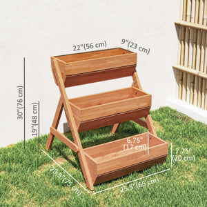3 Tier Elevated Planter Box, Vertical Wooden Raised Garden Bed for Flowers, Vegetables, 26" x 30" x 30" – view 2
