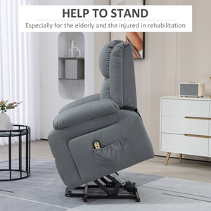 Lift Chair for Seniors, PU Leather Upholstered Electric Recliner Chair with Remote, Side Pockets – view 10