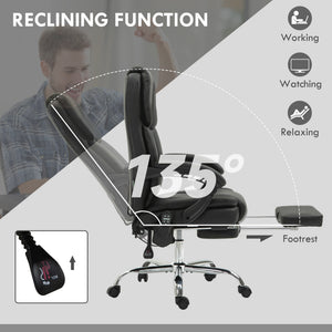 Massage Office Chair, Reclining Executive Office Chair with 6-Point Vibration, Footrest and High Back, Black – view 5