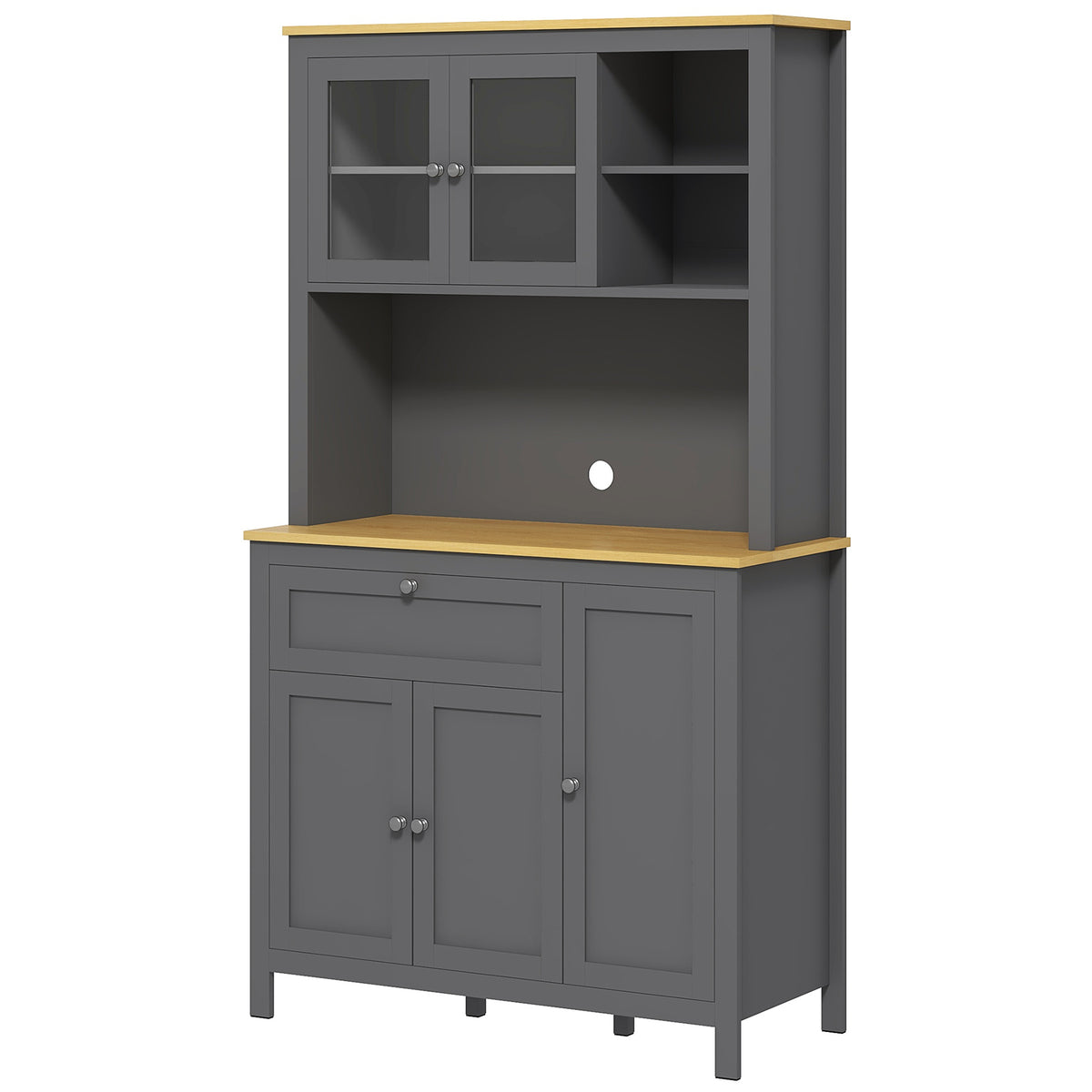 5-Door Kitchen Pantry Cabinet, Freestanding Storage Cabinet Cupboard with Adjustable Shelves, 71"