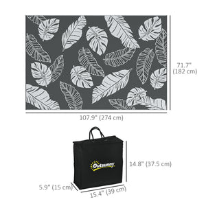 Reversible Outdoor RV Rug, Patio Floor Mat, 6' x 9' Plastic Rug for Backyard, Deck, Beach, Camping, Grey and White