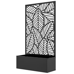 Metal Outdoor Privacy Screen with Raised Graden Bed, Privacy Panel and Planter Box, Wall-Mounted or Freestanding