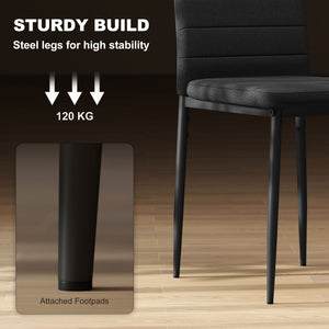 High Back Dining Chairs, Modern Upholstered Linen Fabric Accent Chairs with Metal Legs for Kitchen, Set of 6, Black